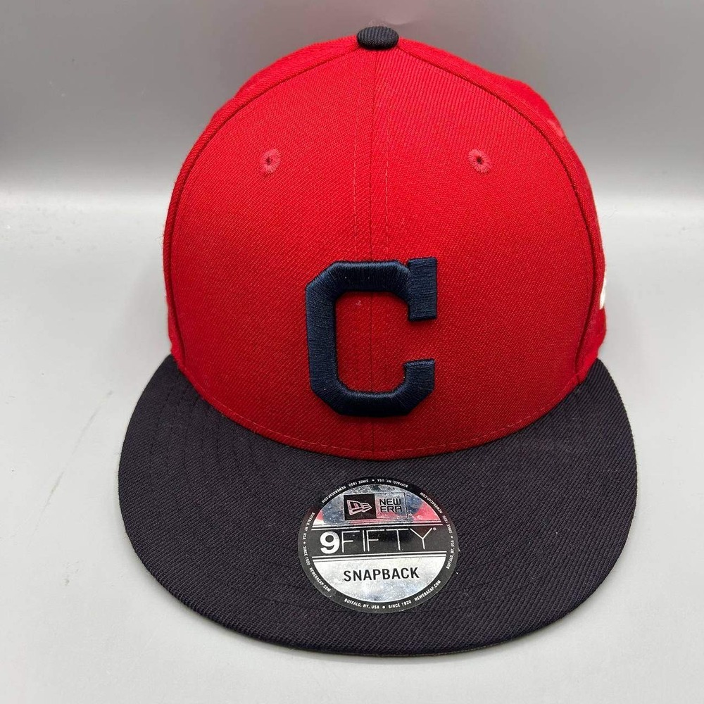 Cleveland Indians Guardians Hat Men Red 9Fifty New Era Snap Back Cap Wool